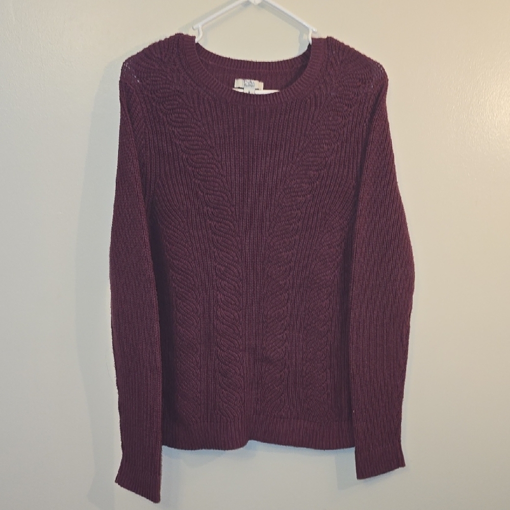 Croft & Barrow Rich Burgundy Cable Knit Sweater - Picture 1 of 5